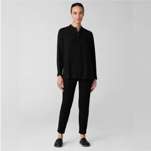 Eileen Fisher Washable Stretch Crepe Pant Slim Fit Ankle Length Black 2X